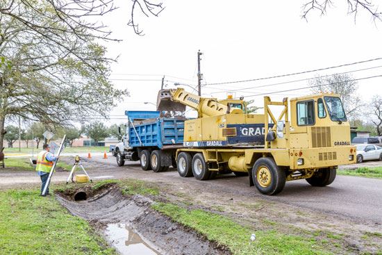 Road crew working on ditch